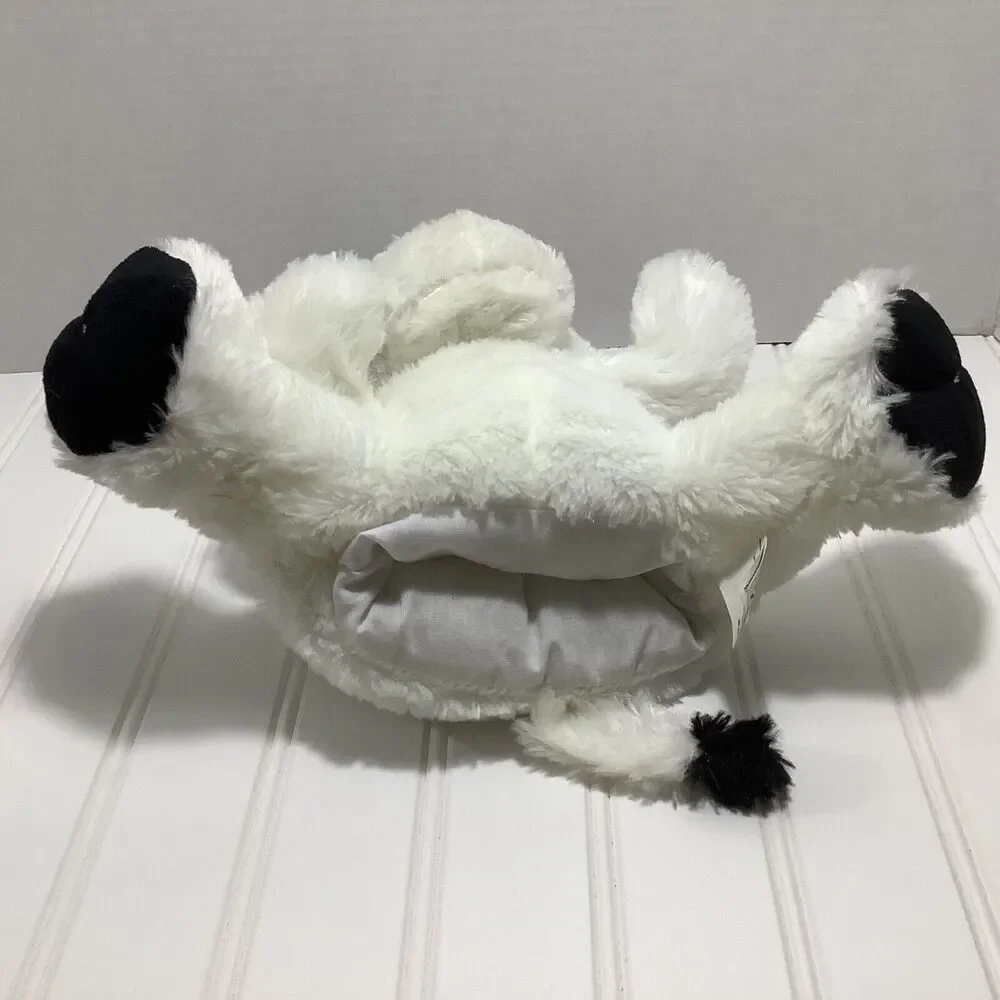 KellyToy Cow Hand Puppet 9” Plush White with Black Ears, story time